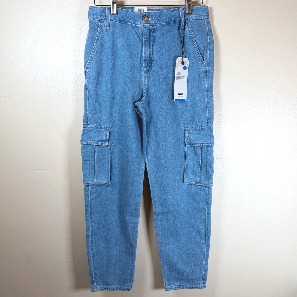Levi's Stay Cool Performance Loose Cargo Jeans Women 26 Hemp Blend Wicking UPF